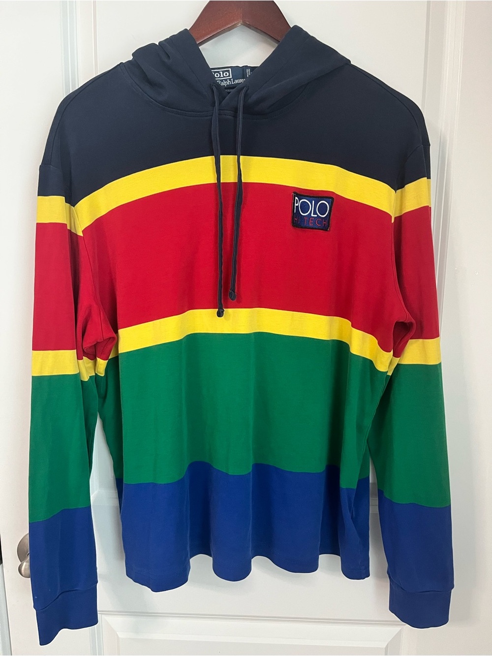 Polo Ralph Lauren Men's Hi Tech Colorblock Striped Lightweight Hoodie Preppy L
